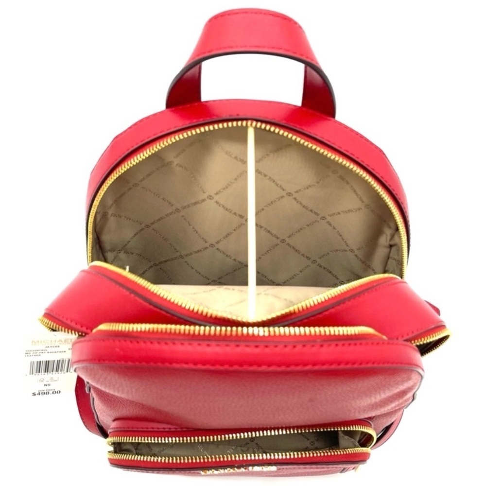 Michael Kors Medium Jaycee Backpack Red/Gold - Picture 11 of 12